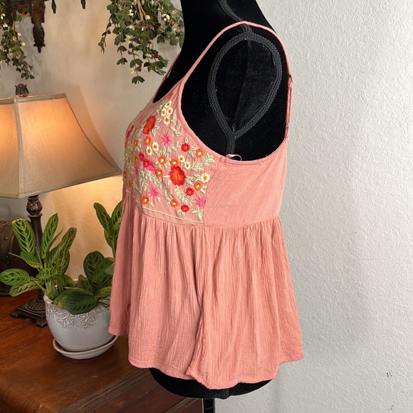 SIM & SAM | Floral Embroidered Spaghetti Tank | Size XS - Picture 2 of 8